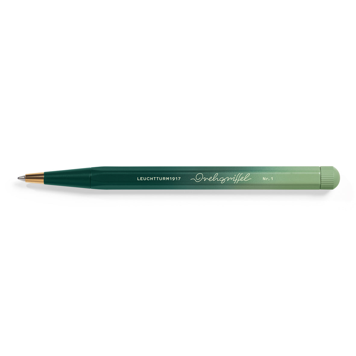Gradient green pen on a white background