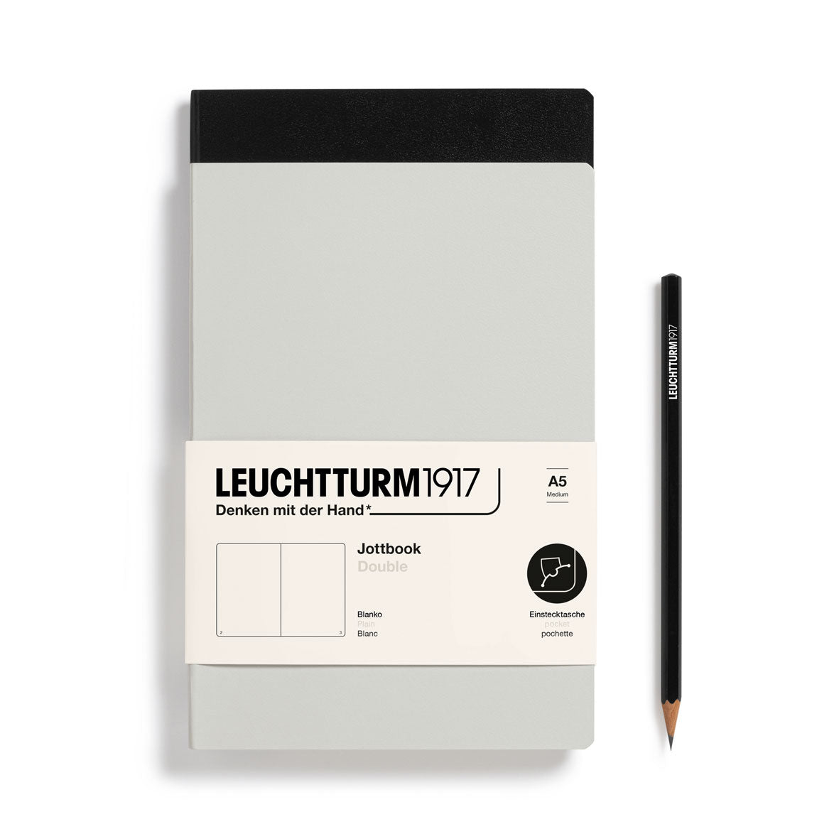Leuchtturm1917 notebook with a pencil on a white background