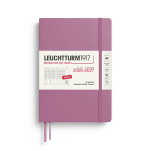 Purple Leuchtturm1917 planner with a white label on a white background