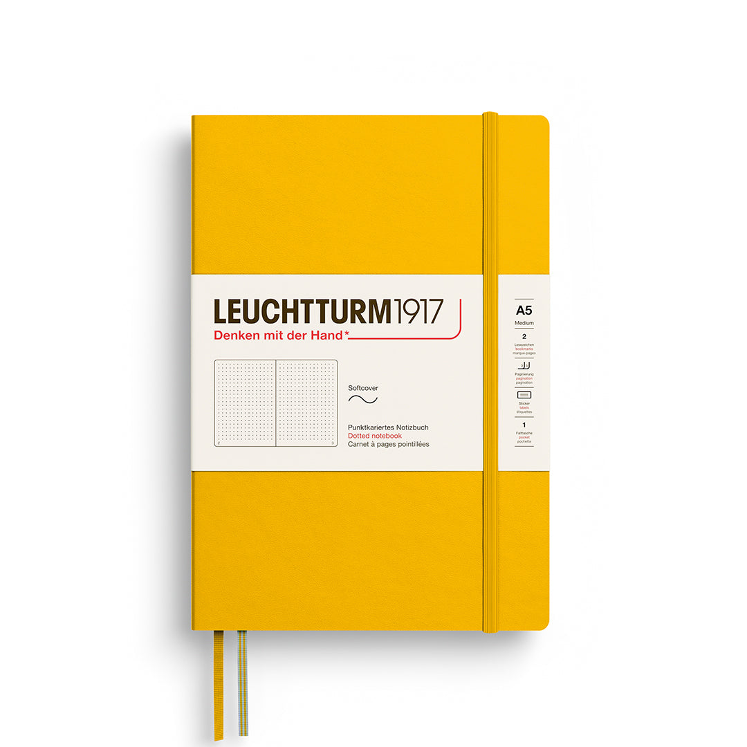 Yellow notebook with Leuchtturm1917 branding on a white background