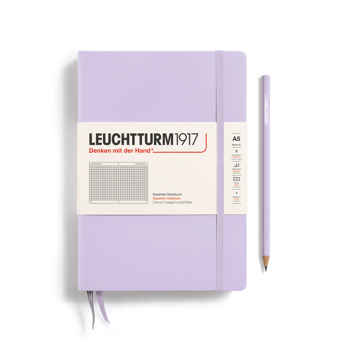 Purple notebook with Leuchtturm1917 branding on a white background