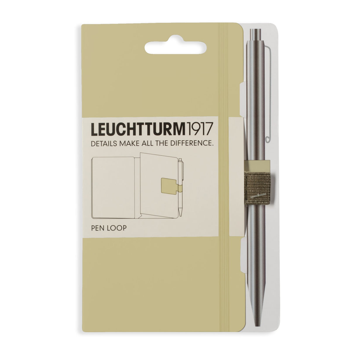 Leuchtturm1917 beige pen loop in packaging on a white background