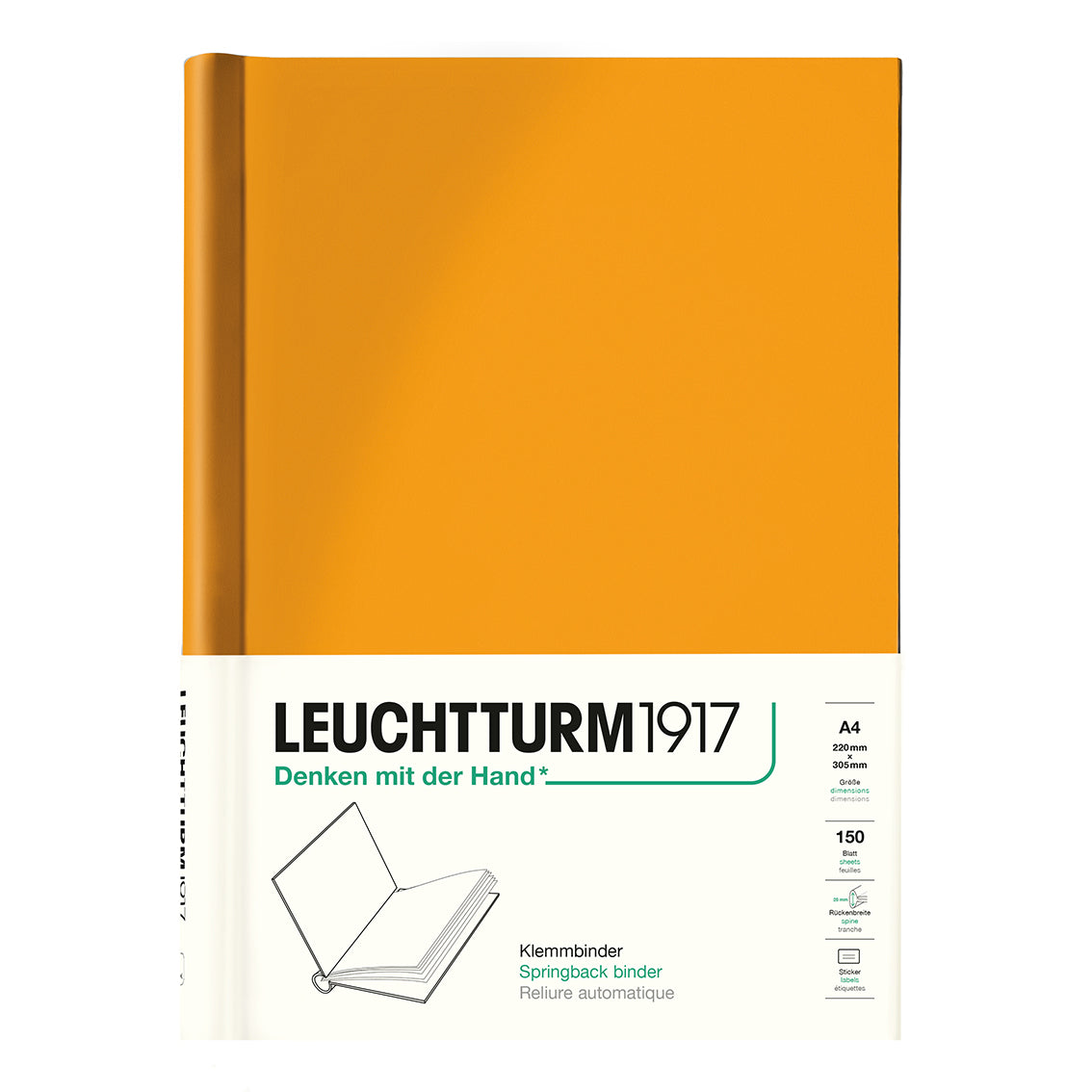Orange springback binder with Leuchtturm1917 branding on a white background
