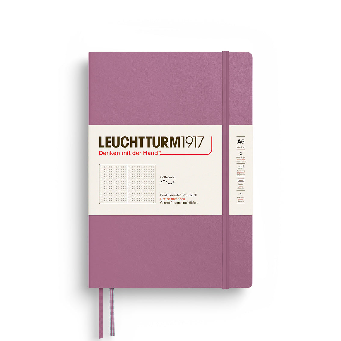 Purple notebook with Leuchtturm1917 branding on a white background