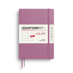 Purple Leuchtturm1917 planner with a white label on a white background