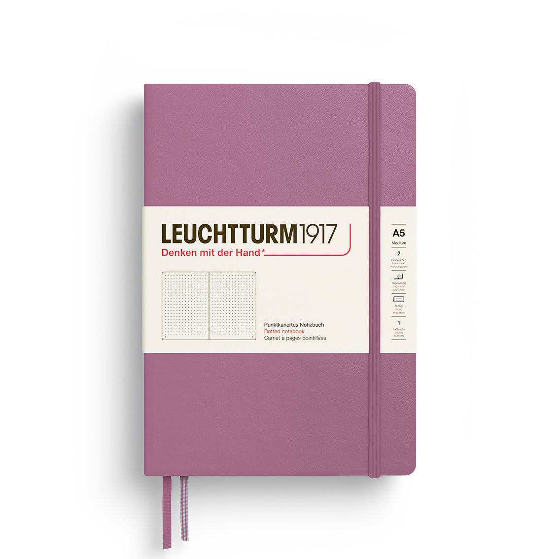 Purple notebook with Leuchtturm1917 branding on a white background