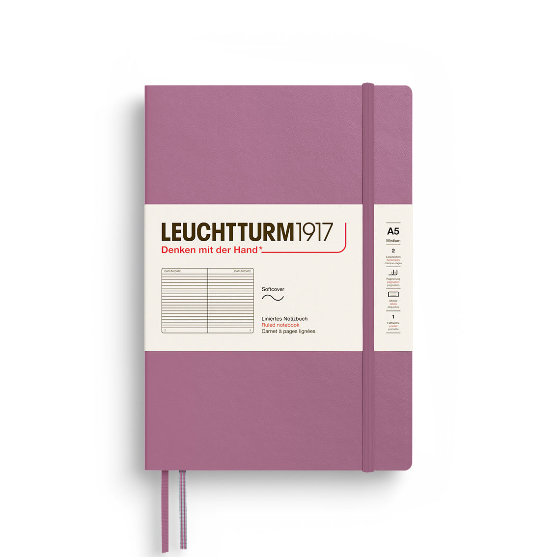 Purple notebook with Leuchtturm1917 branding on a white background