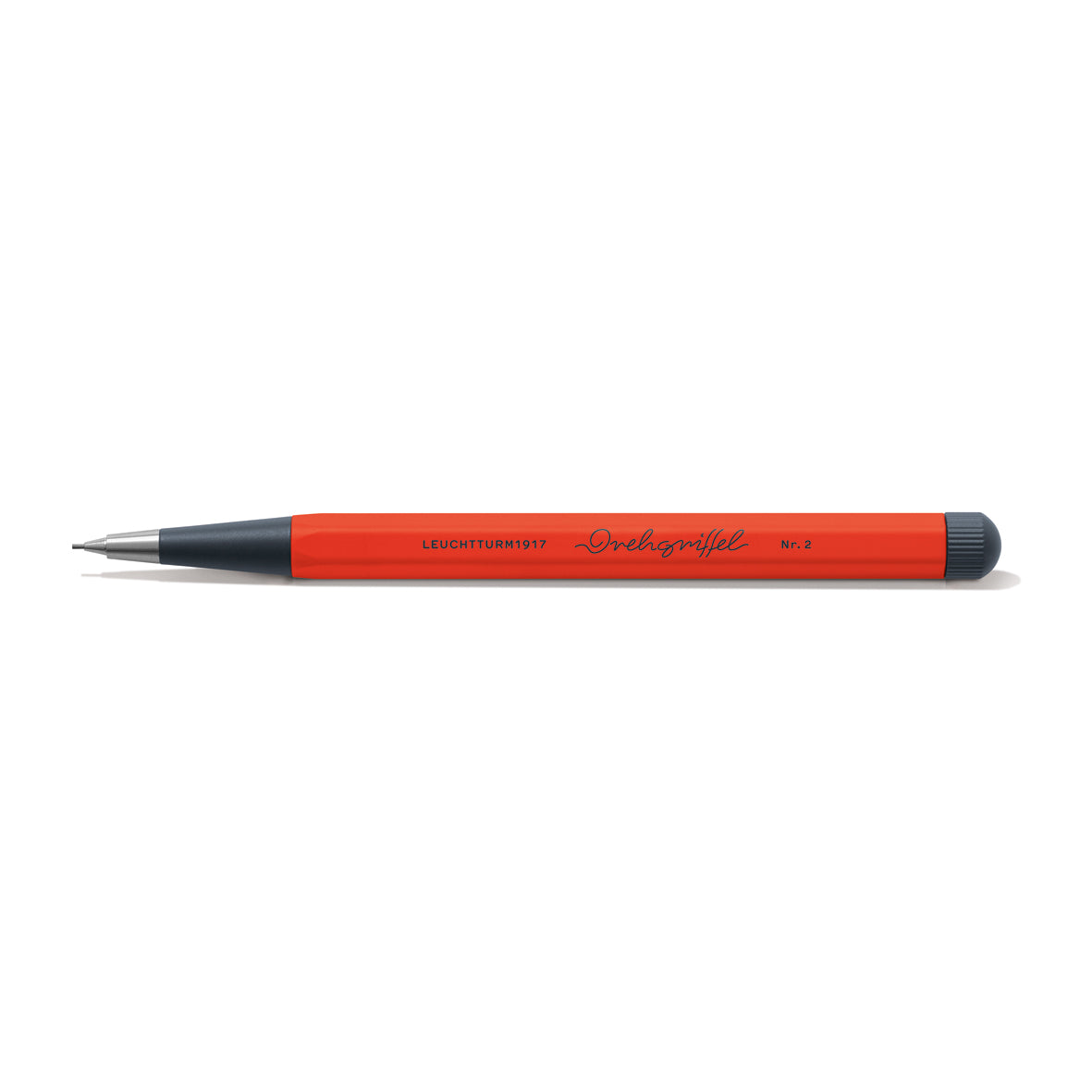 Red pencil with black cap on a white background