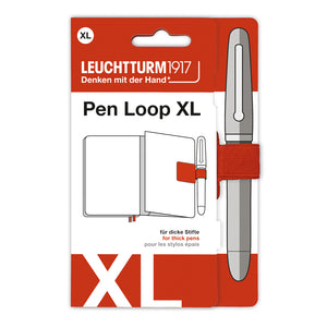 Leuchtturm1917 Pen Loop XL packaging with pen and red loop on a white background