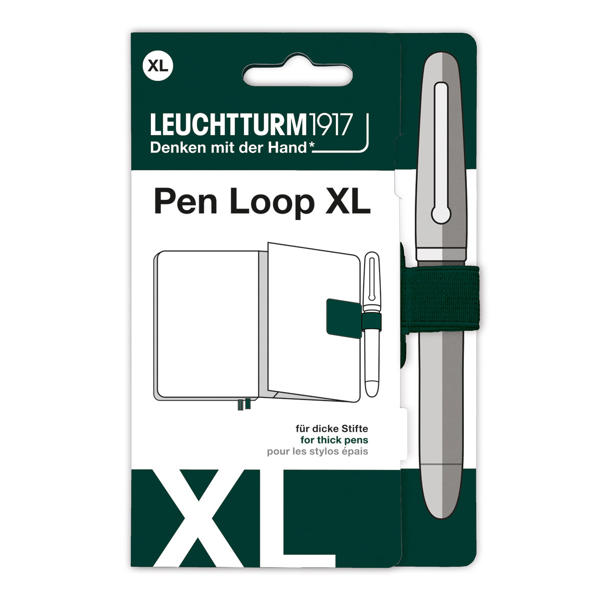 Leuchtturm1917 Pen Loop XL packaging with pen illustration on a white background