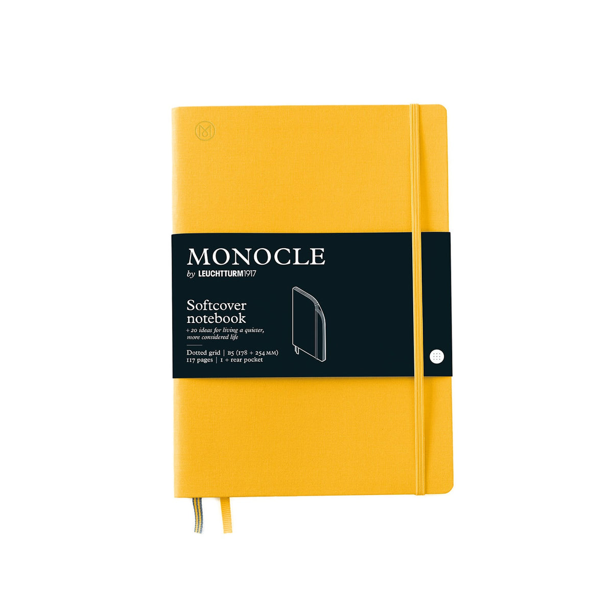 Yellow notebook with Monocle branding on a white background