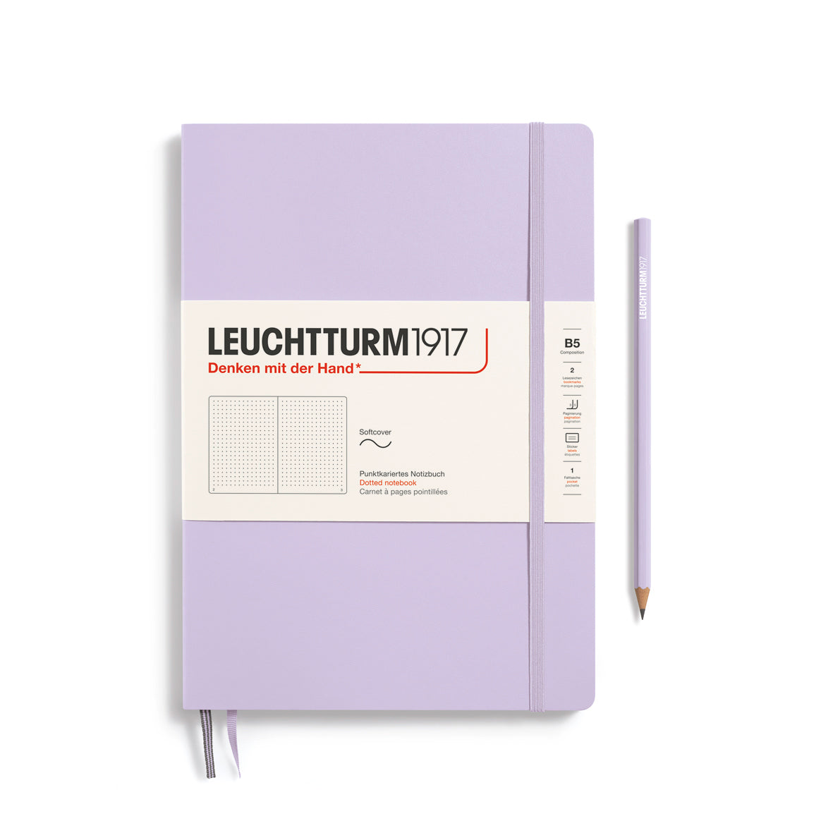 Purple notebook with Leuchtturm1917 branding on a white background