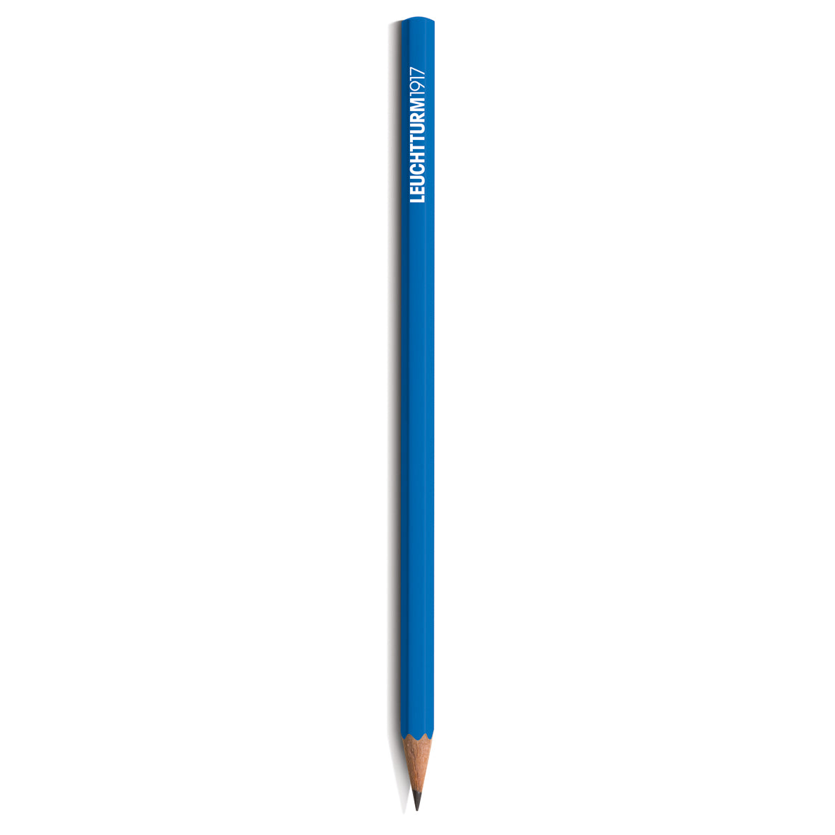 Blue pencil with 'Leuchtturm1917' branding on a white background