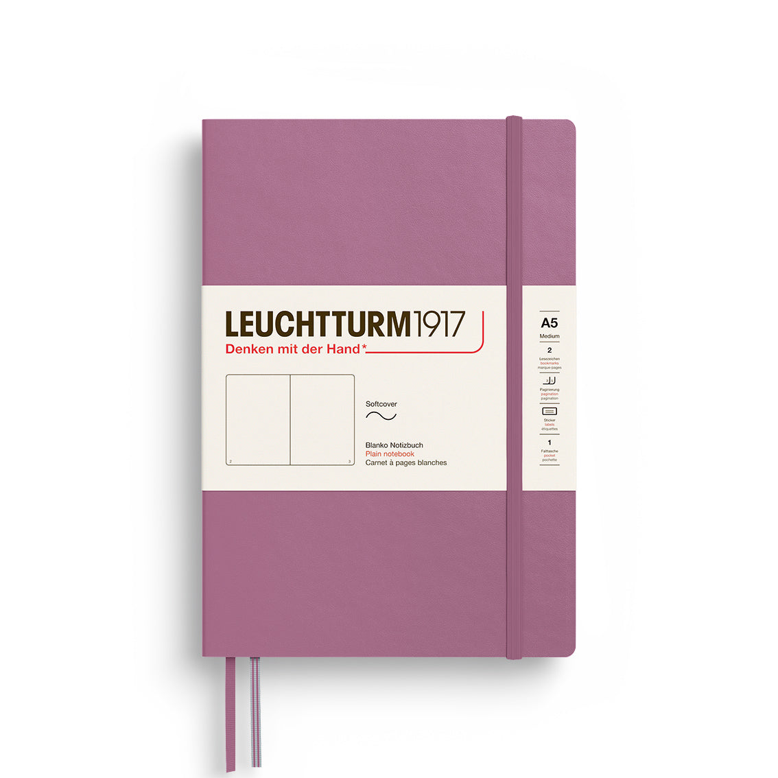 Purple notebook with Leuchtturm1917 branding on a white background