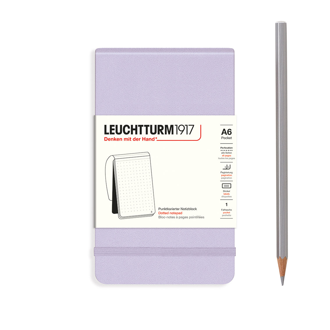 Leuchtturm1917 notebook with a pencil on a white background