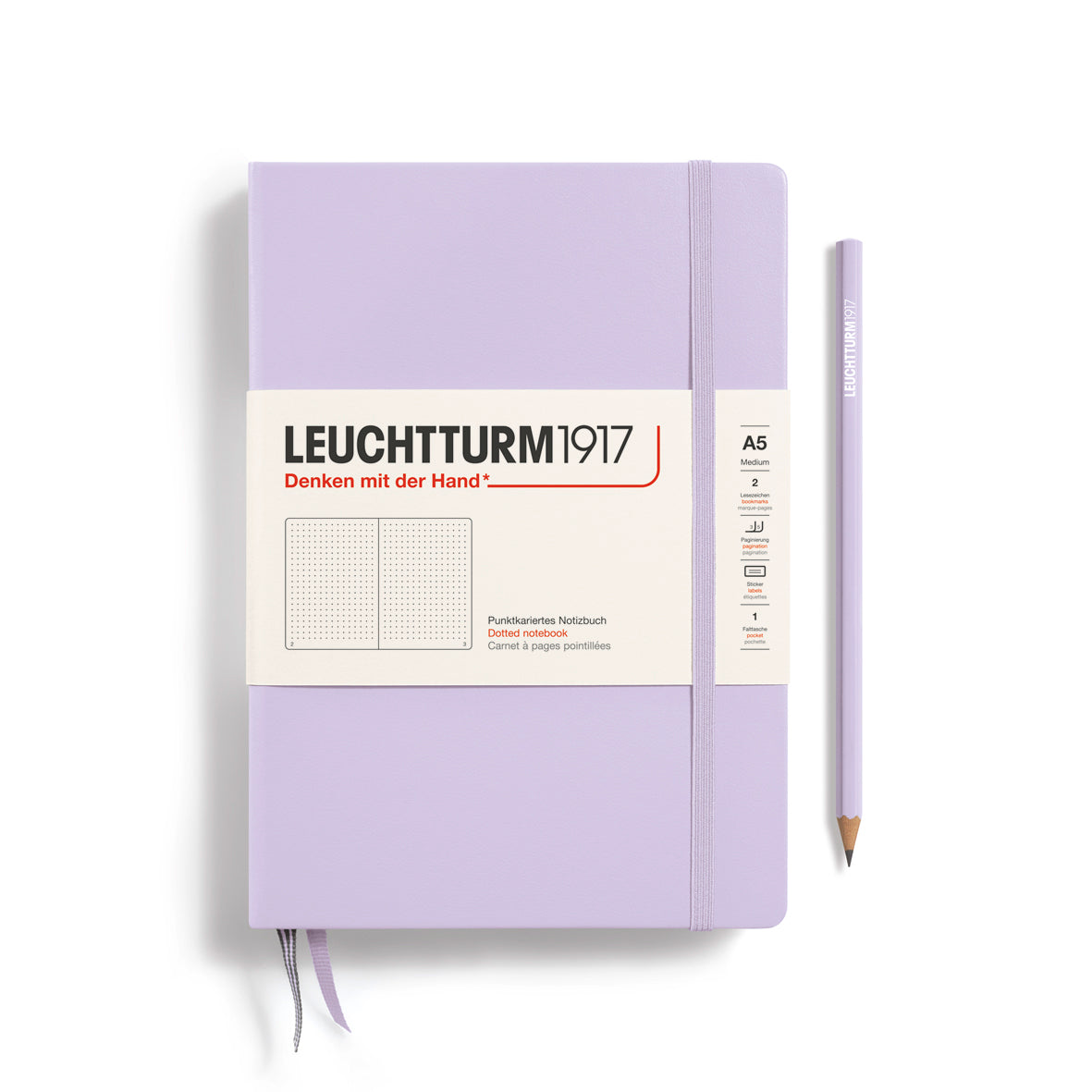 Purple notebook with Leuchtturm1917 branding on a white background