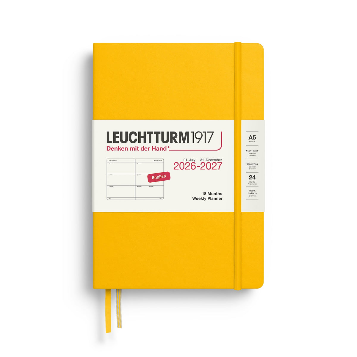 Yellow planner with Leuchtturm1917 branding on a white background