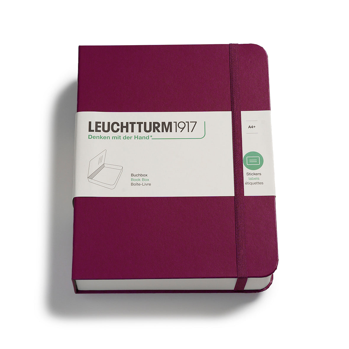 Purple notebook with Leuchtturm1917 label on a white background