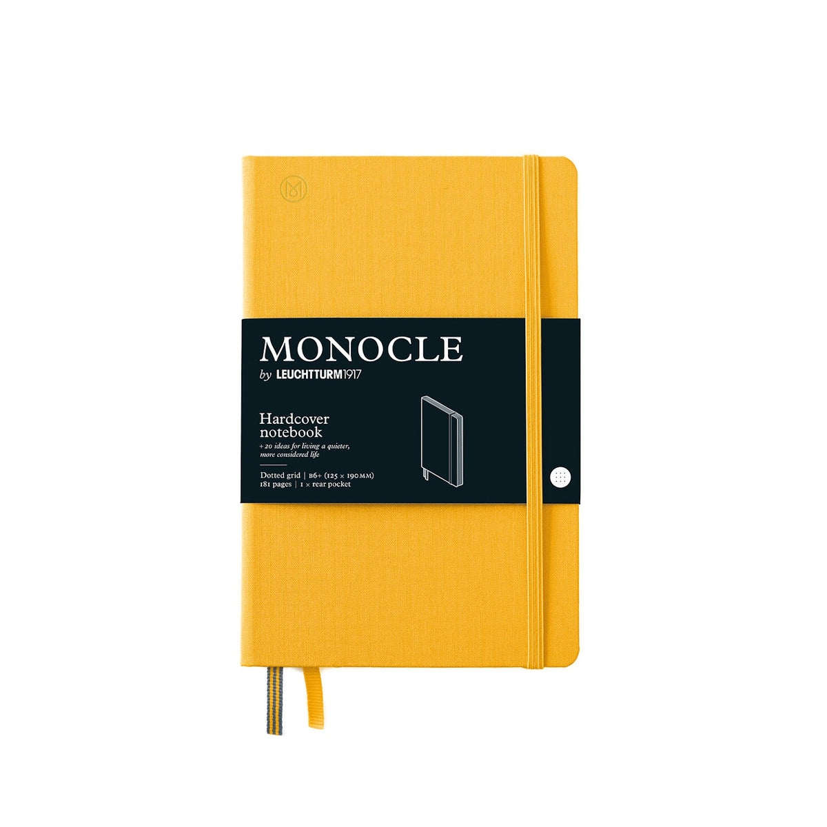 Yellow notebook with Monocle branding on a white background