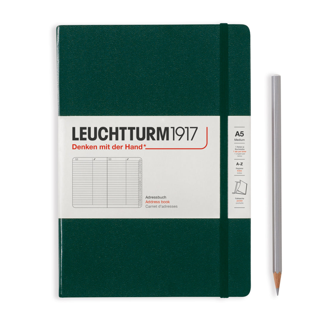 Green notebook with Leuchtturm1917 branding on a white background