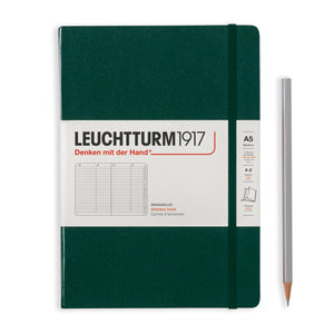 Green notebook with Leuchtturm1917 branding on a white background