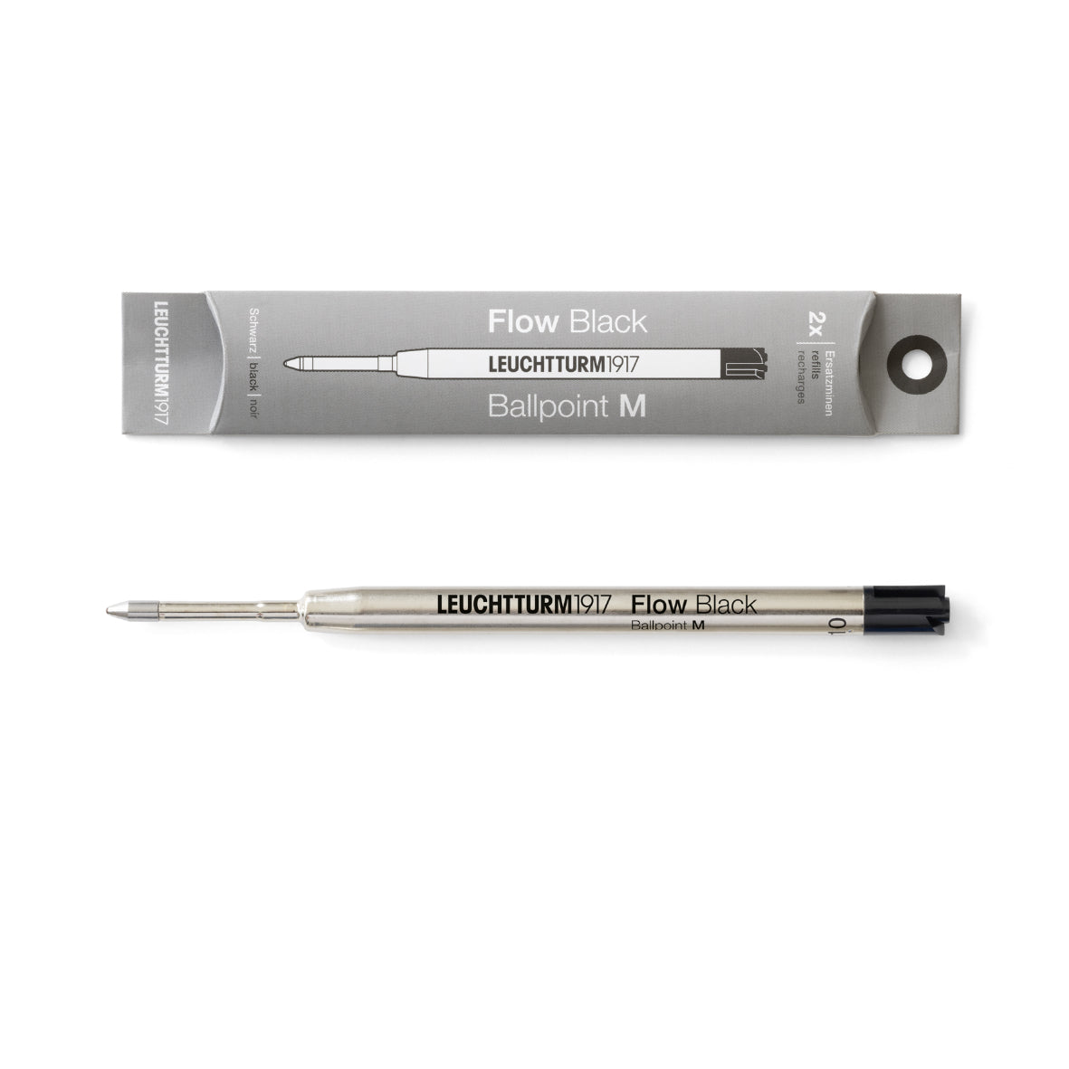 Leuchtturm1917 ballpoint pen refill with packaging on a white background