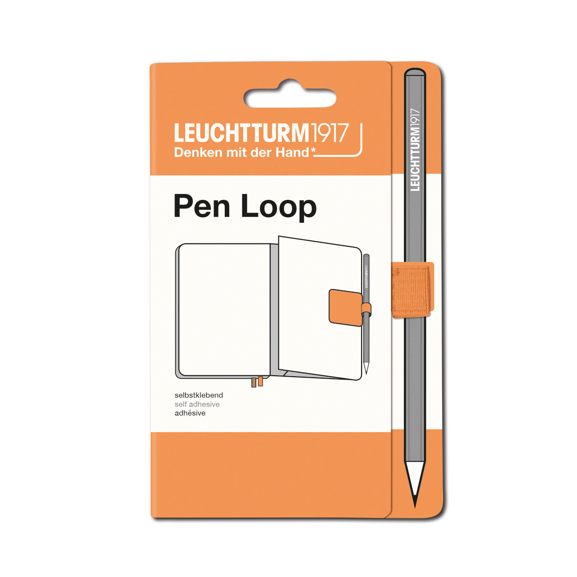 Leuchtturm1917 orange pen loop on a white background