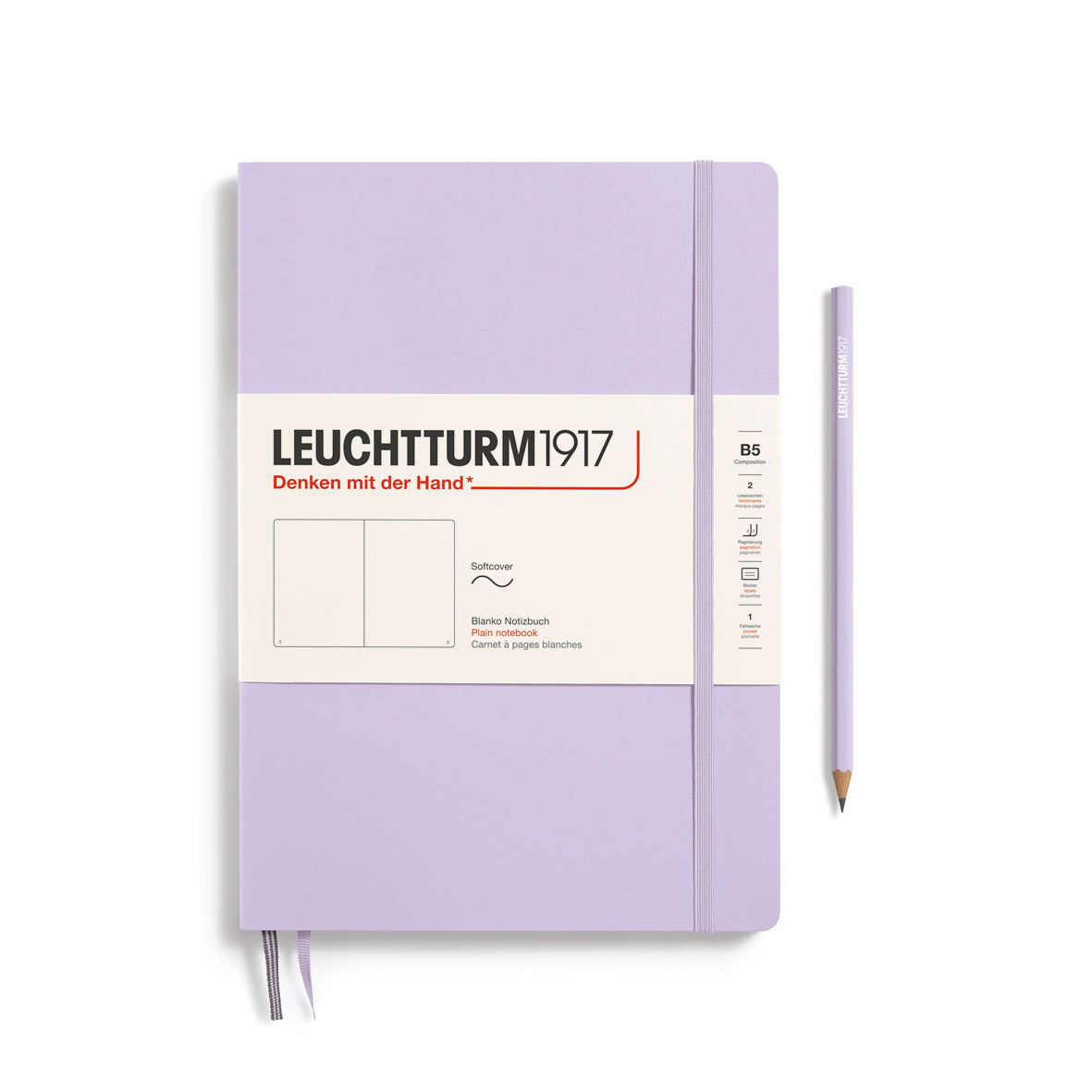 Purple notebook with Leuchtturm1917 branding on a white background
