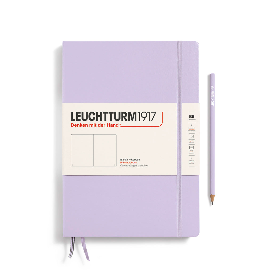 Purple notebook with Leuchtturm1917 branding on a white background