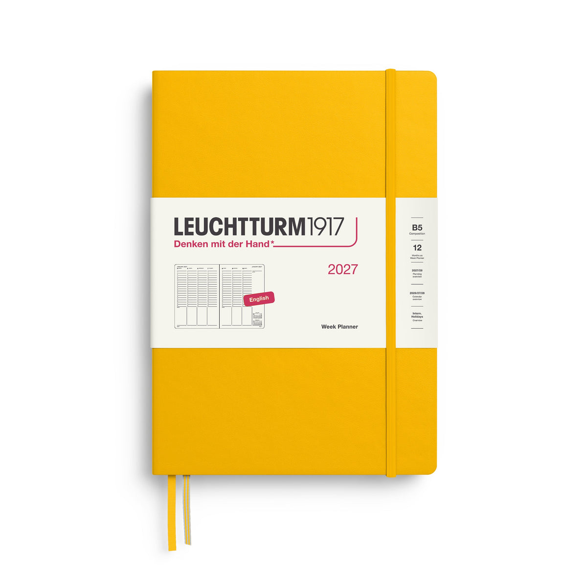 Week Planner 2027, 12 Months, English – Composition (B5) Hardcover Sunflower