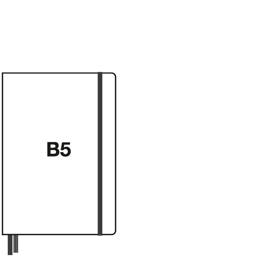 Outline of a notebook with 'B5' text on a white background