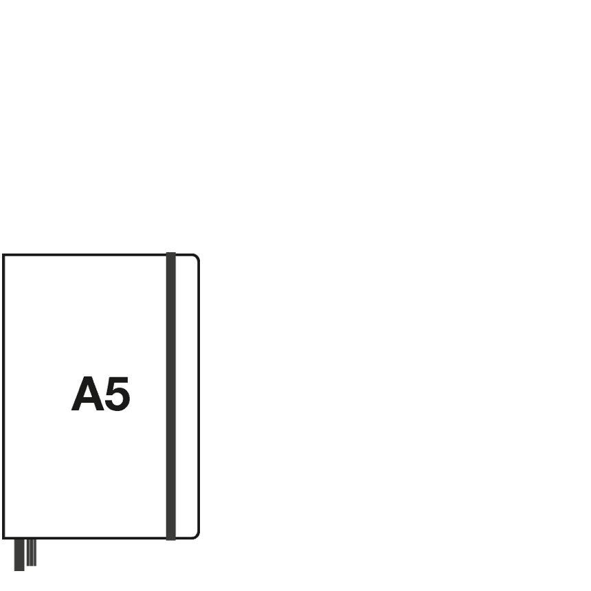 Outline of a notebook with 'A5' text on a white background