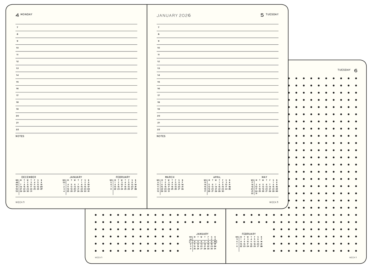 Calendar planner sheet with grid layout and perforated edges on a white background