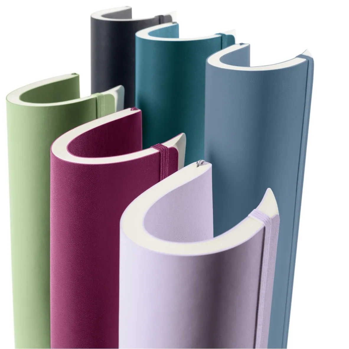 Set of colorful notebooks on a white background