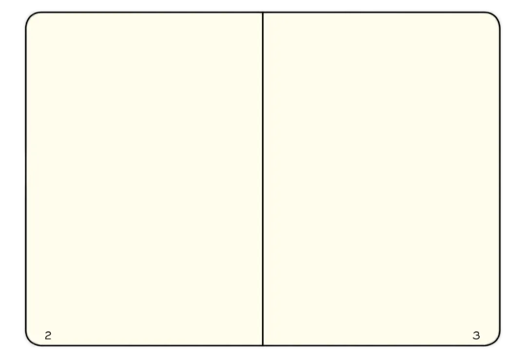Blank notebook page with two columns on a white background