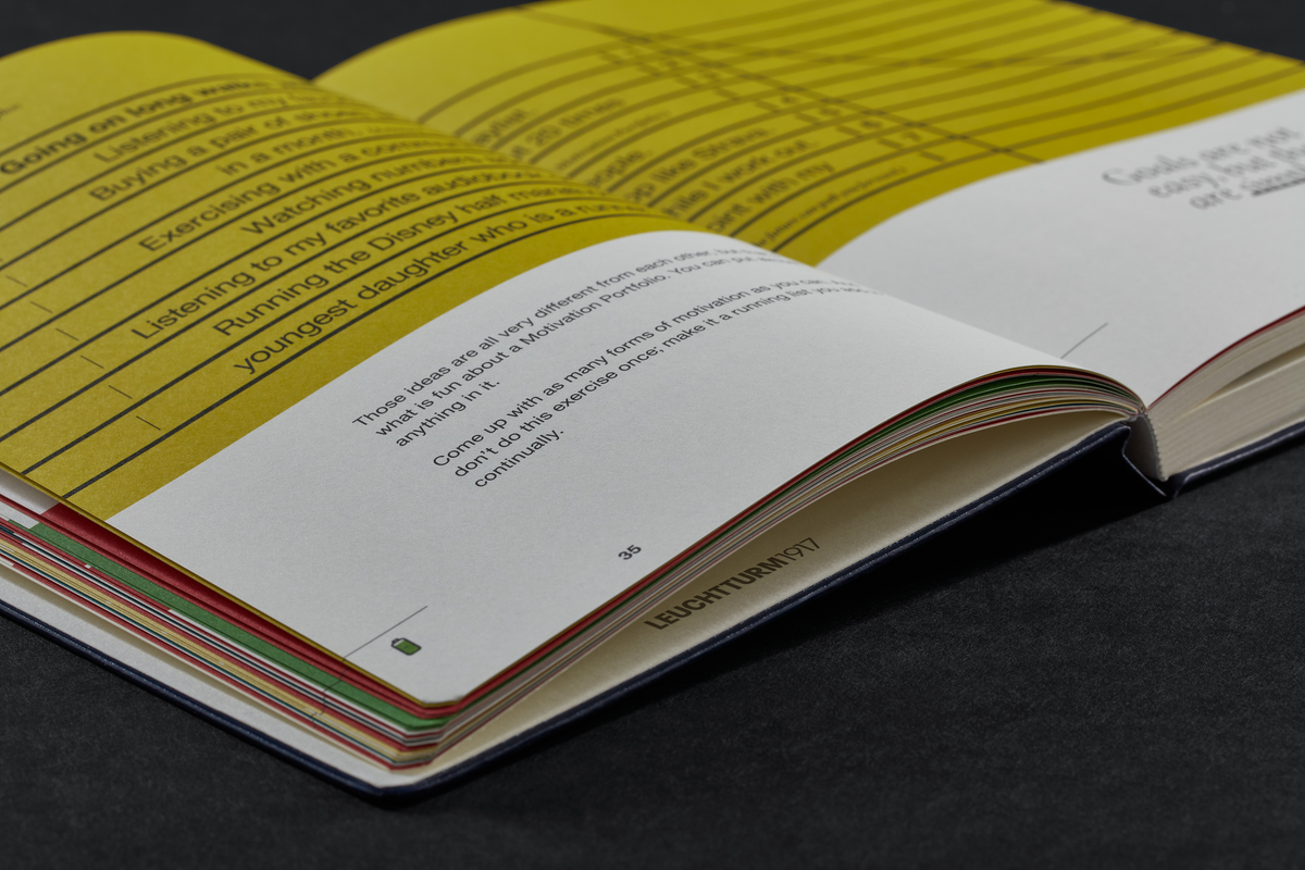 Open book with yellow and white pages on a dark surface