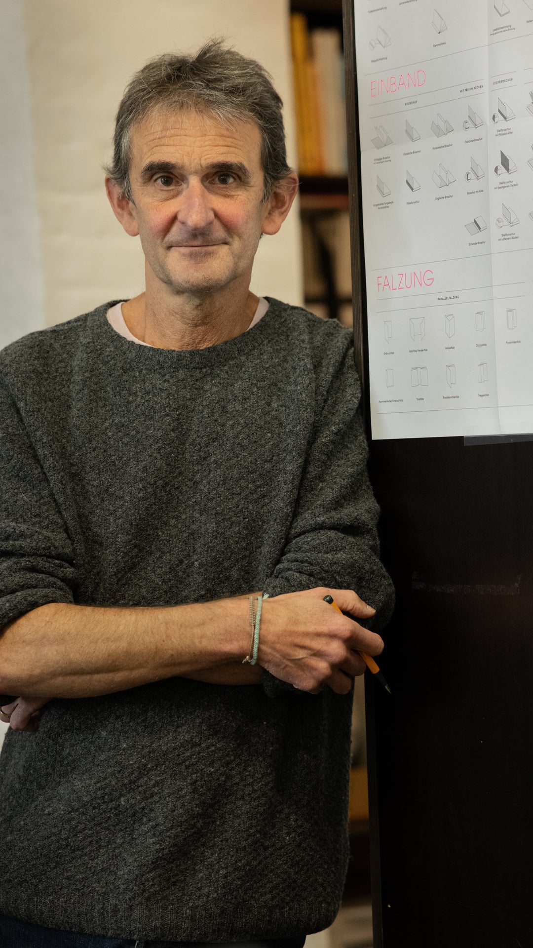 Man standing in front of a whiteboard with diagrams in an office setting